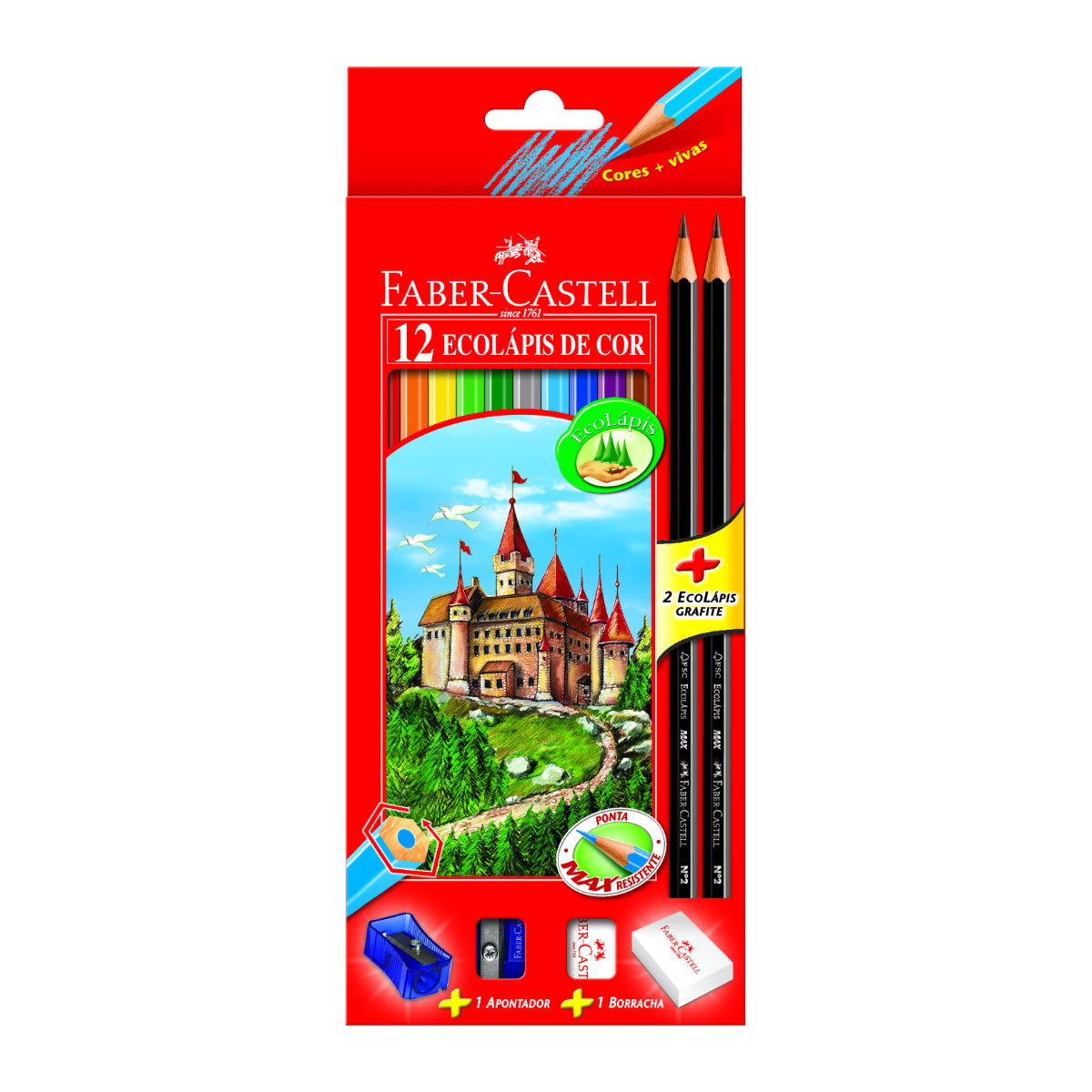 EcoLápiz x12 + Goma + Sacapuntas + 2 Grafitos Faber-Castell