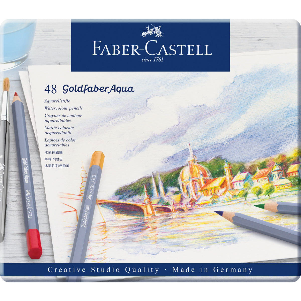 Lápiz Acuarelable Goldfaber Lata Faber-Castell x48 Colores