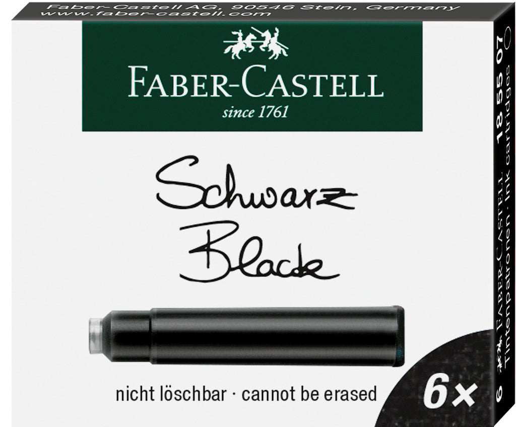 Cartuchos Repuesto De Tinta Negro Faber-Castell x6 und.