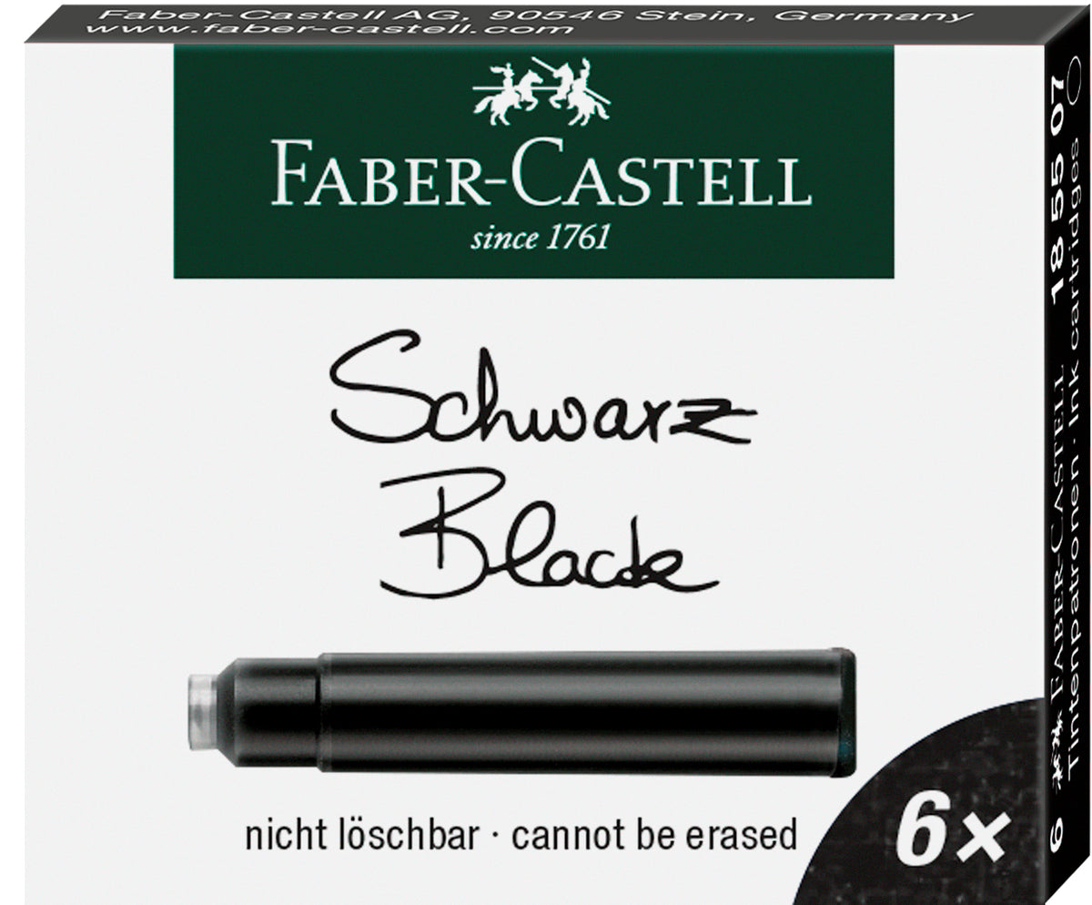 Cartuchos Repuesto De Tinta Negro Faber-Castell x6 und.
