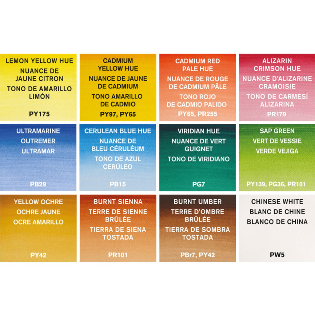 Set Acuarelas Cotman Winsor & Newton 12 Medio Godet + Pincel