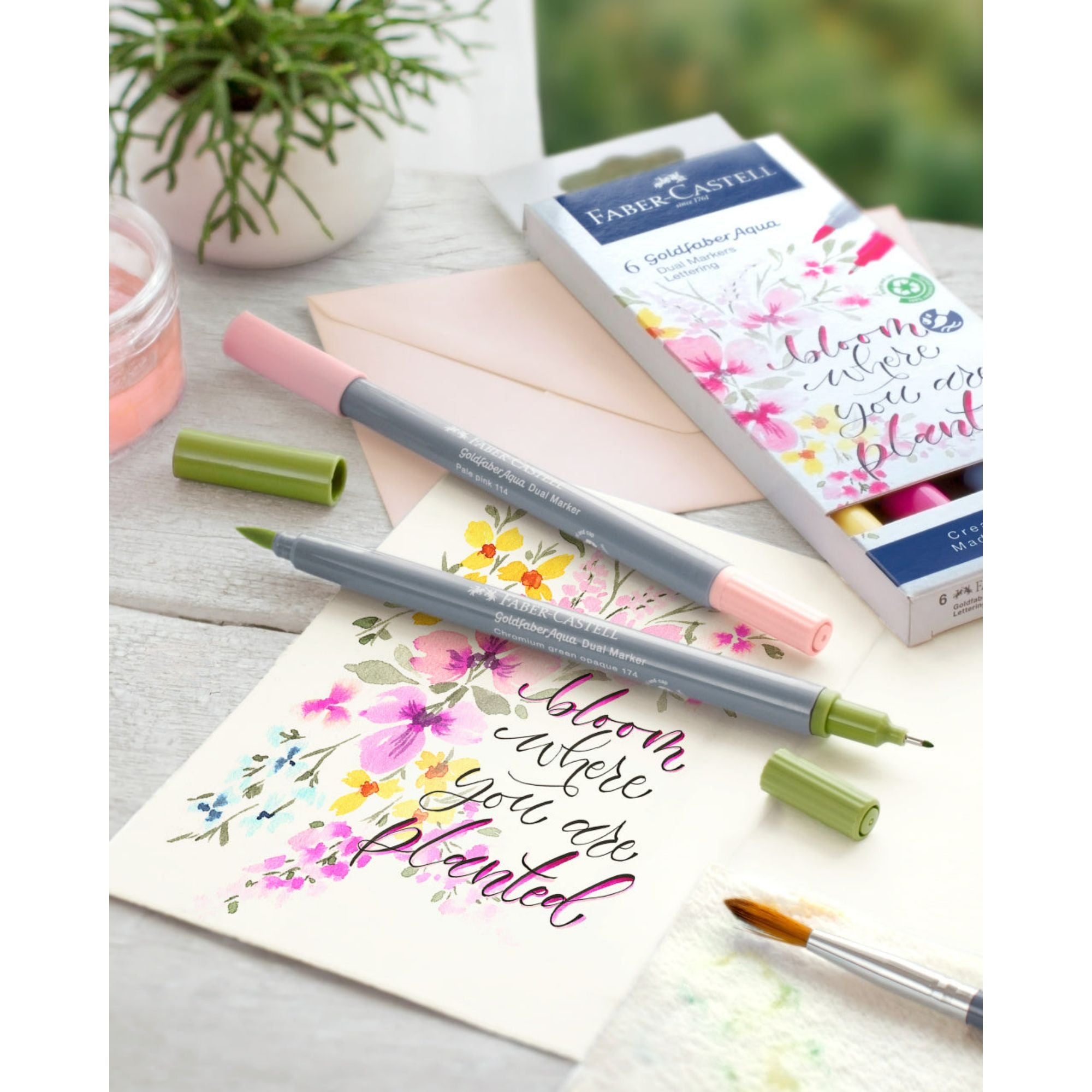Marcador Dual GoldfaberAqua Faber-Castell x6 Color Lettering