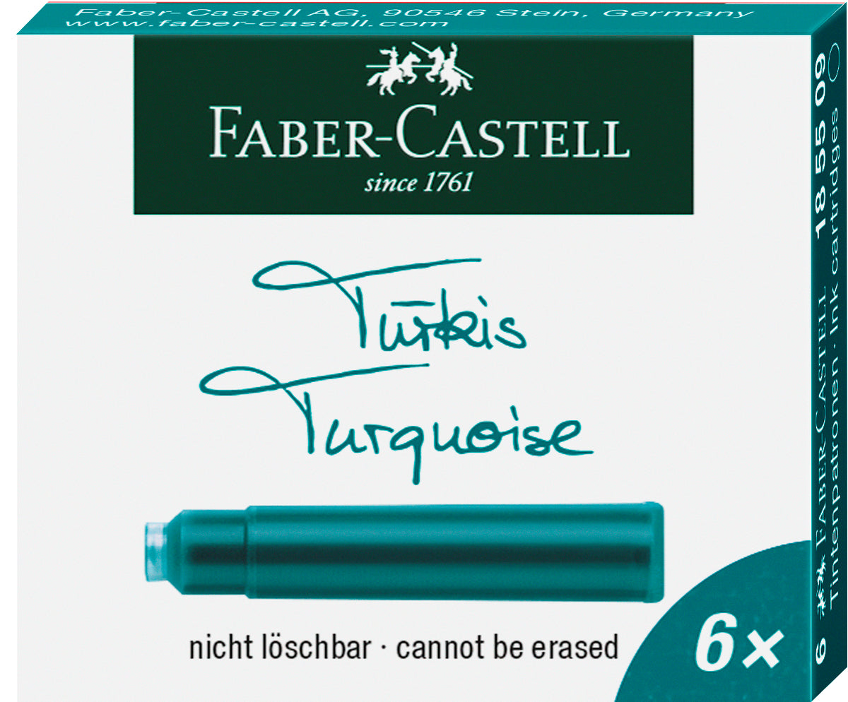 Cartuchos Repuesto De Tinta Turquesa Faber-Castell x6 und.
