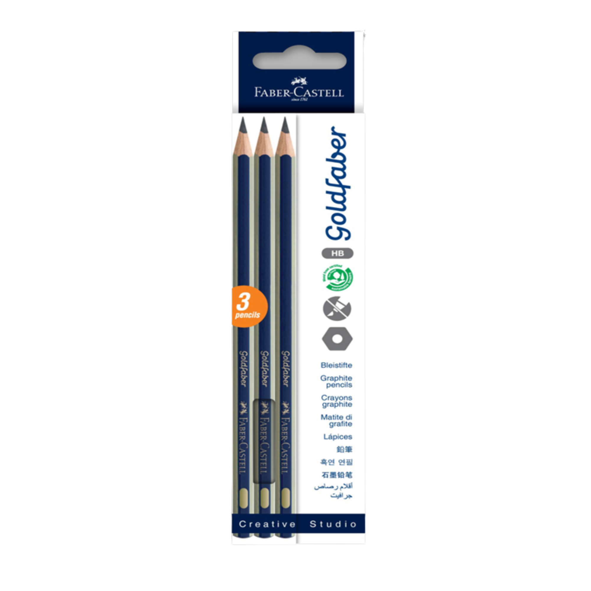 Lápiz Grafito Goldfaber 1221 HB  Faber-Castell Pack X 3