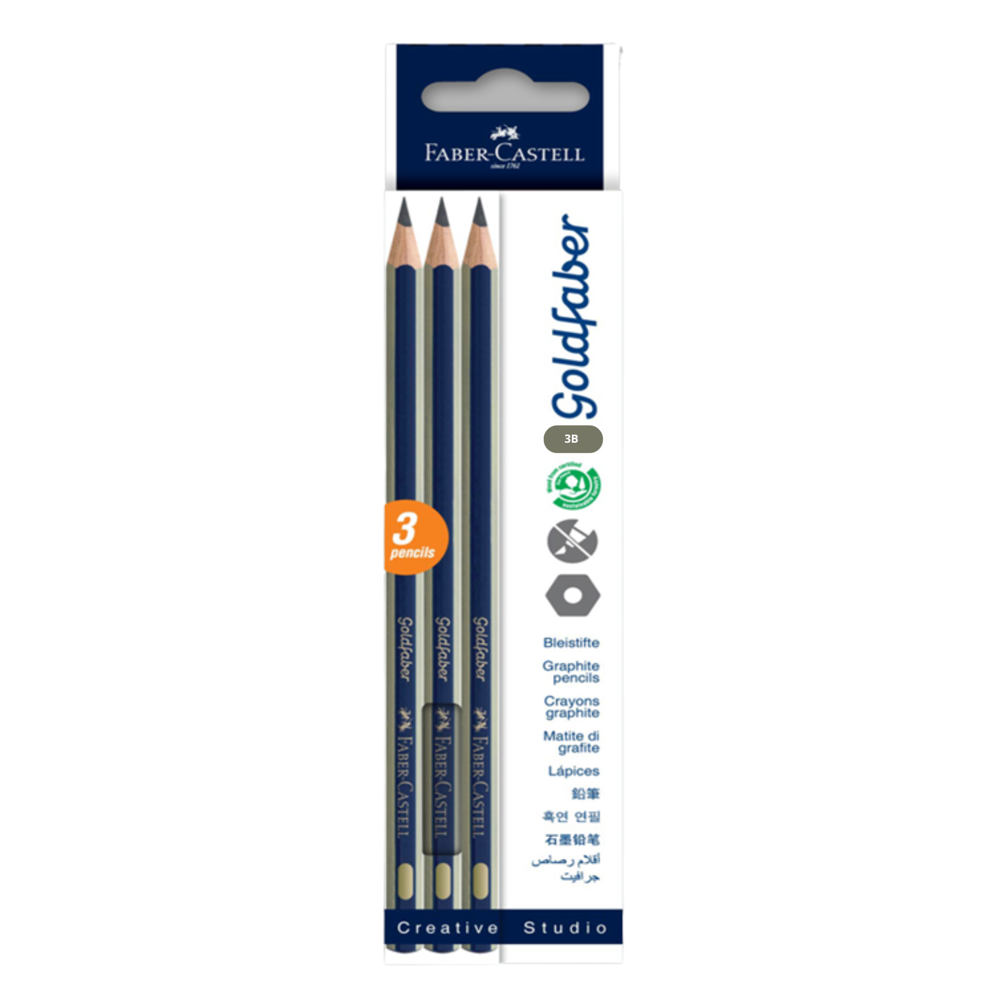 Lápiz Grafito Goldfaber 1221 3B Faber-Castell Pack X 3