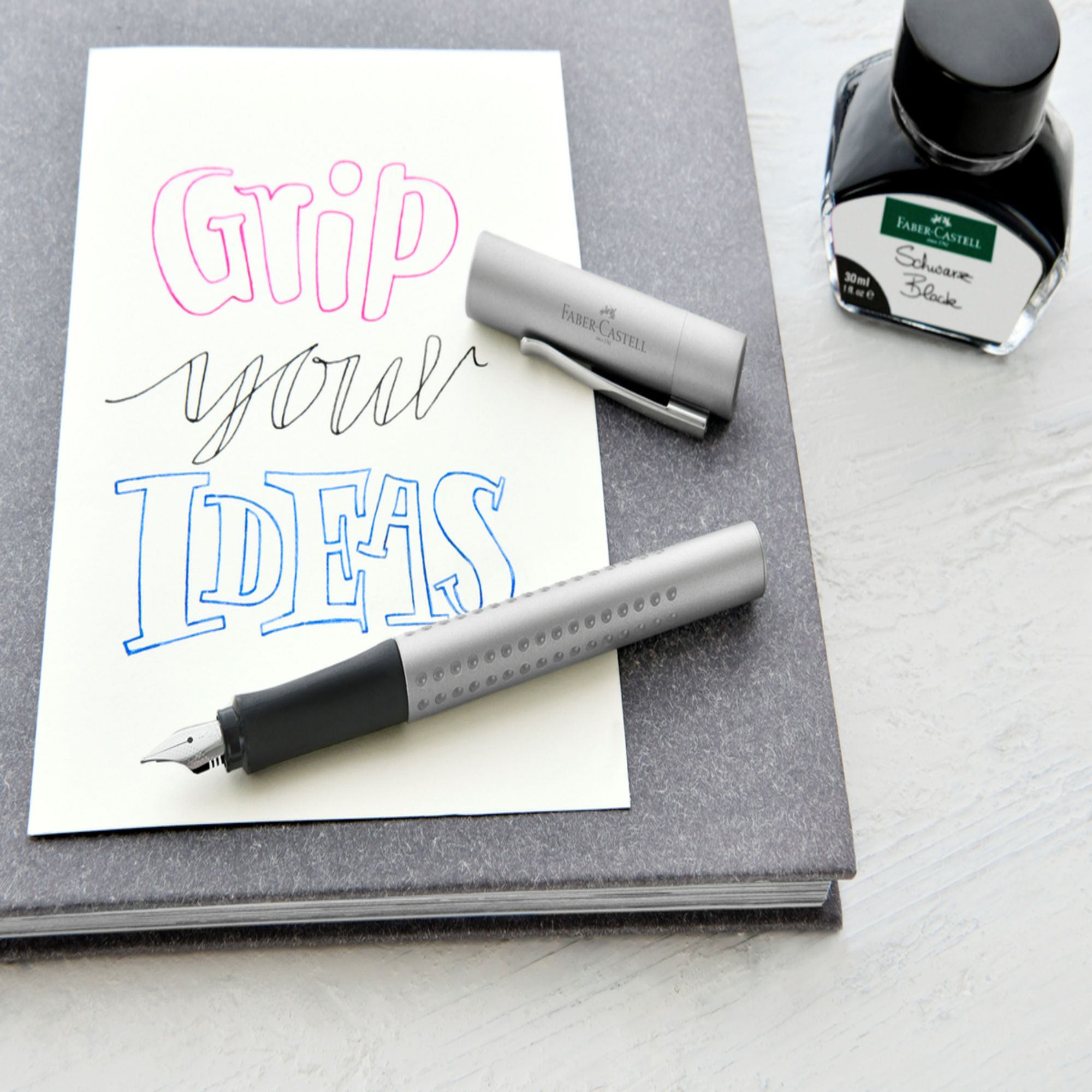 Pluma Estilográfica Grip 2011 M Plateado Faber-Castell