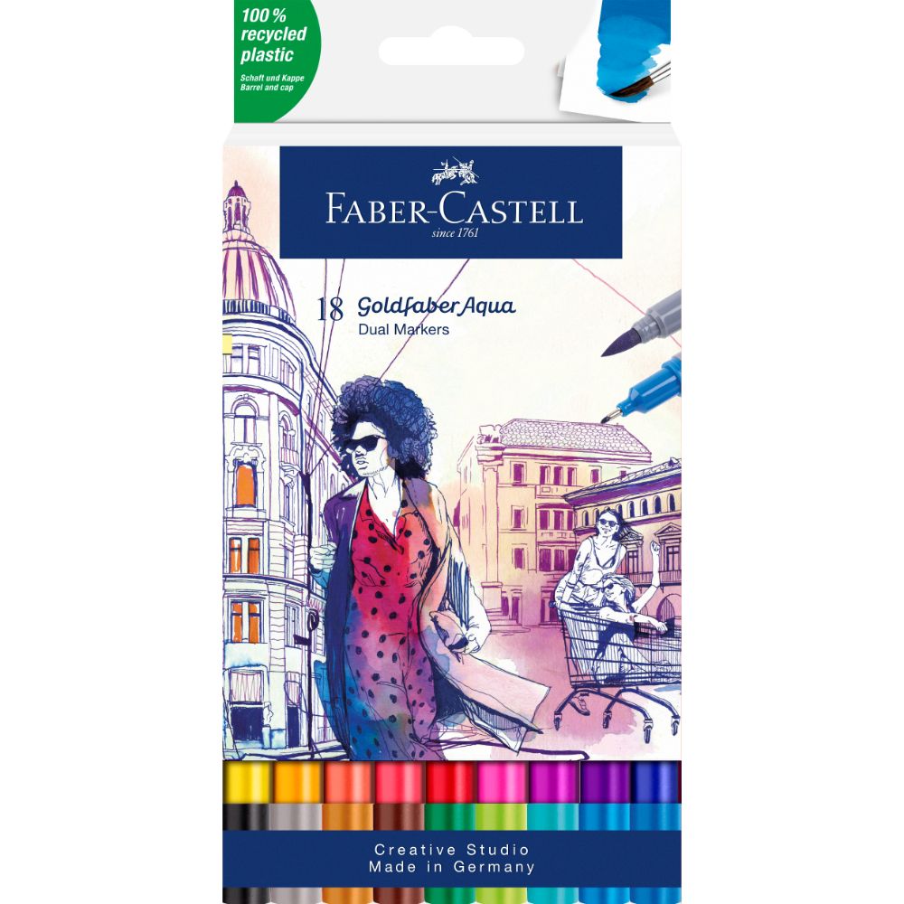 Marcador Dual Goldfaber Aqua Faber-Castell x18 Colores
