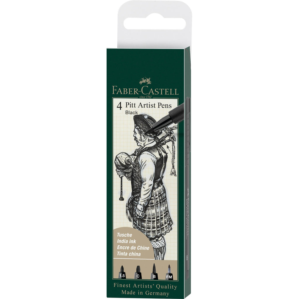 Rotuladores Pitt Artist Faber-Castell x4 uds. Negro