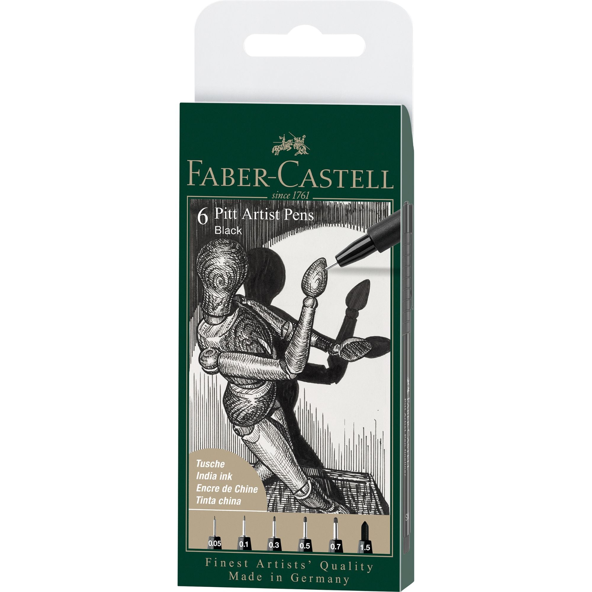 Rotuladores Pitt Artist Faber-Castell x6 uds. Negro