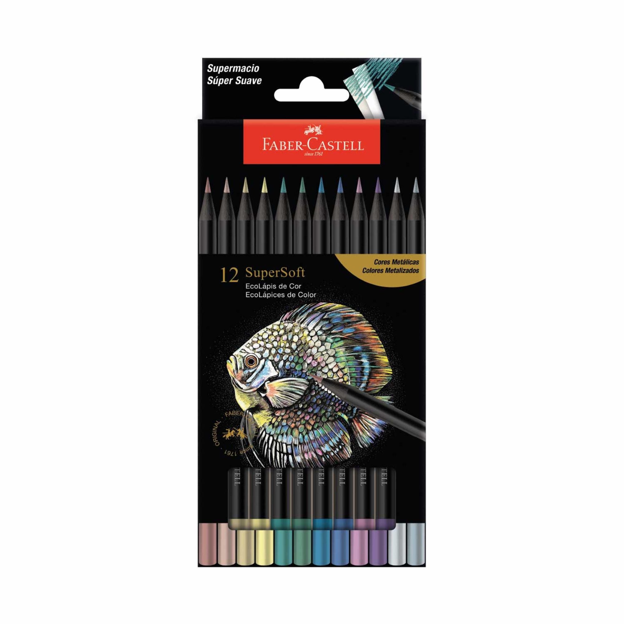 Lápices de Color Supersoft Faber-Castell x12 Metálicos