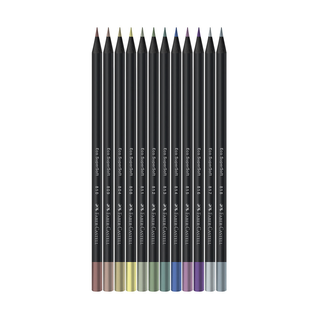 Lápices de Color Supersoft Faber-Castell x12 Metálicos
