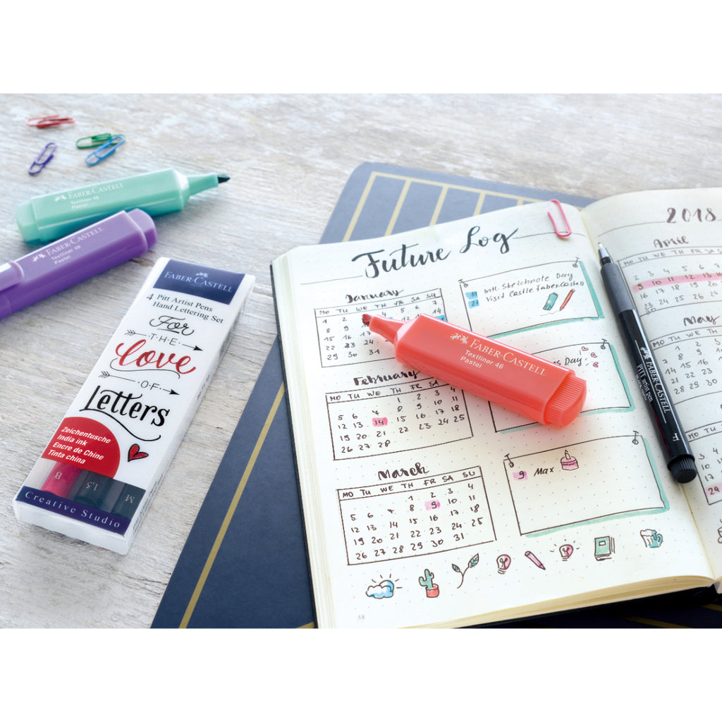 Marcador Lettering Tonos Rojos Faber-Castell x4 uds.