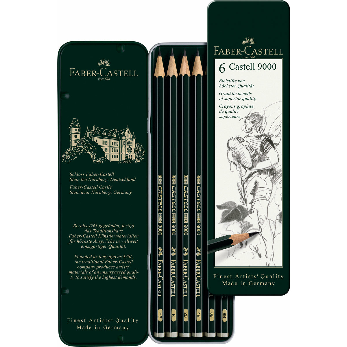 Lápiz Grafito Castell 9000 Set Faber-Castell x6 uds.