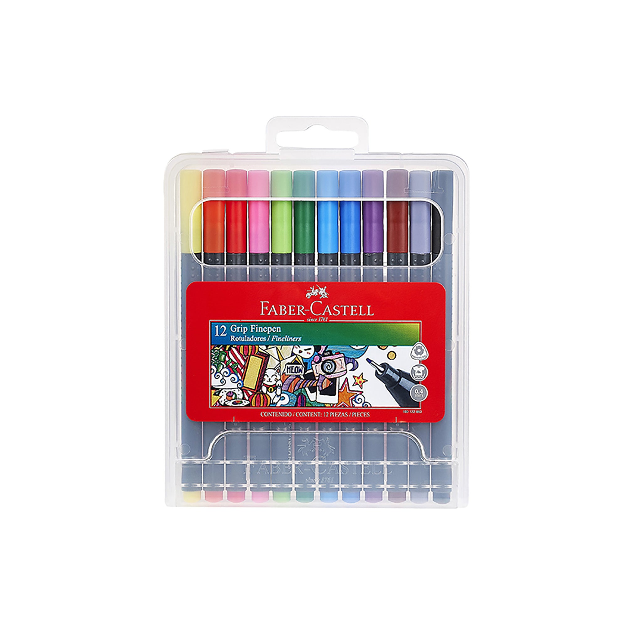 Lápices Tiralíneas Grip Finepen Faber-Castell x12 Colores