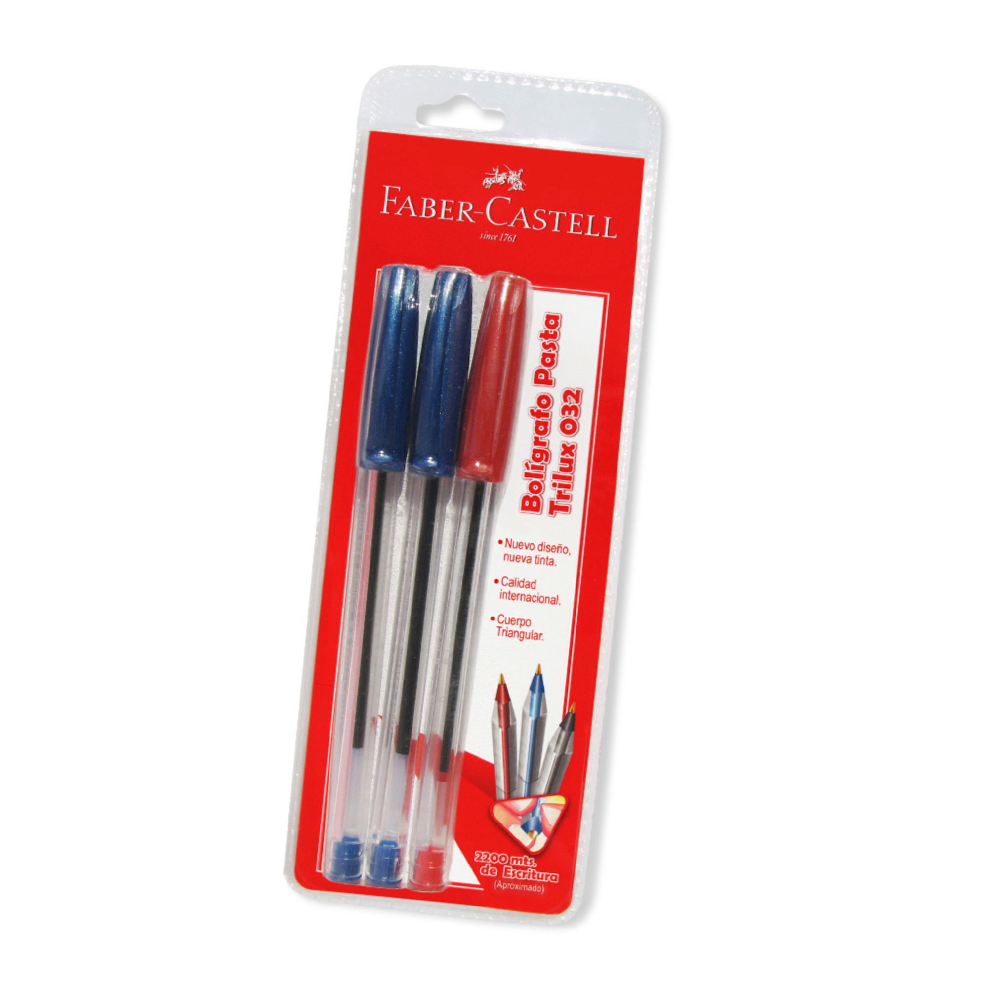 Bolígrafos Pasta Trilux 032 M Faber-Castell Pack Azul + Rojo