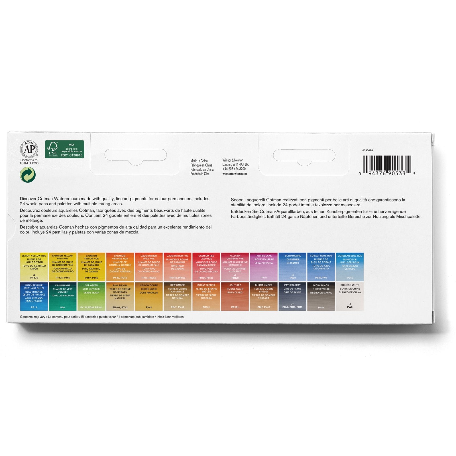 Set de Acuarelas Cotman Winsor & Newton 24 Godets Enteros
