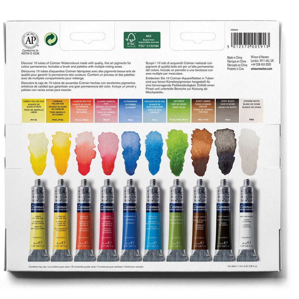 Acuarela Cotman Paleta Winsor & Newton 10 Tubos