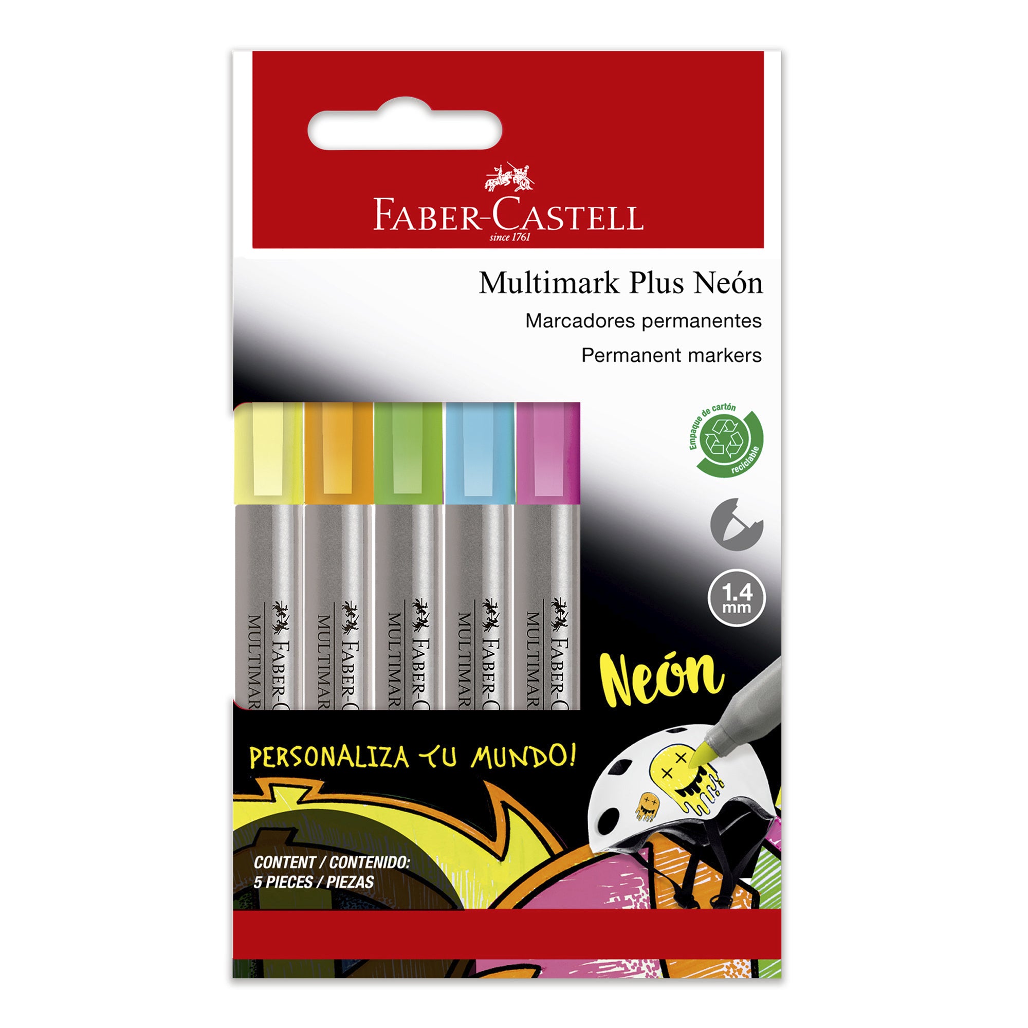 Marcador Multimark Plus Faber-Castell x5 Colores Neón