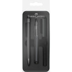 Set Pluma M + Bolígrafo Hexo Faber-Castell Negro Mate