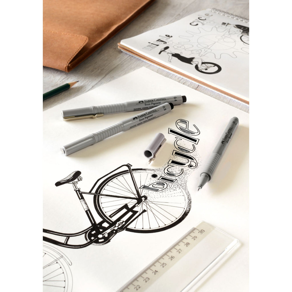 Rotulador Calibrado Eccopigment Negro Faber-Castell 8 Piezas