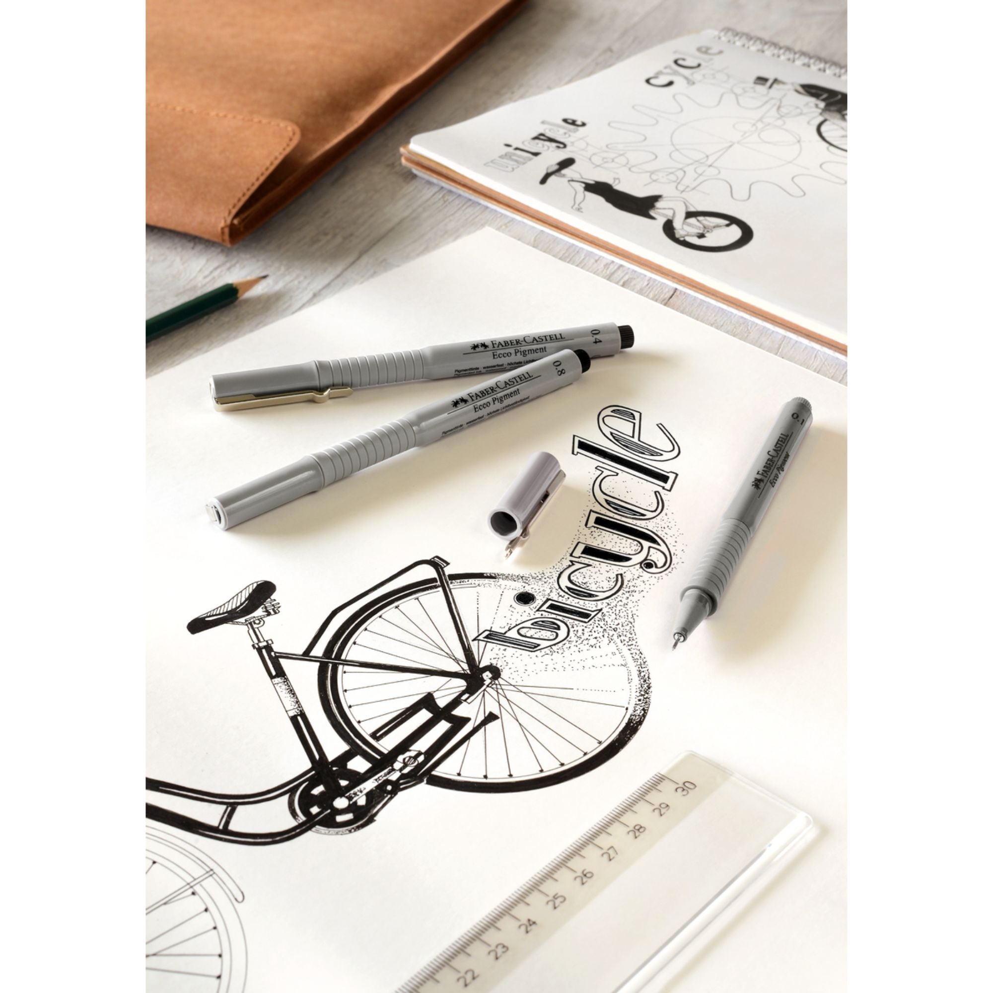 Rotulador Calibrado Eccopigment Negro Faber-Castell 8 Piezas