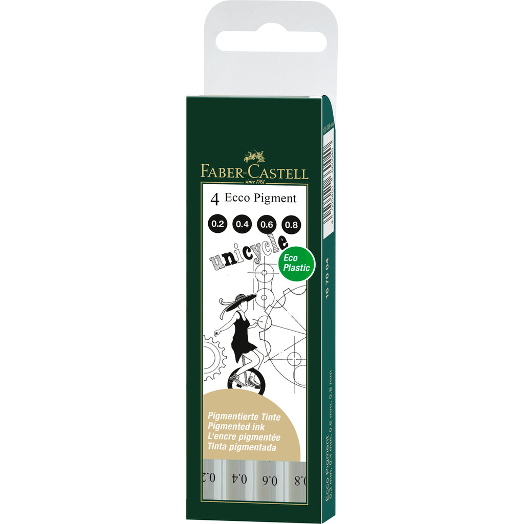 Rotulador Ecco Pigment Negro Faber-Castell 4 Piezas