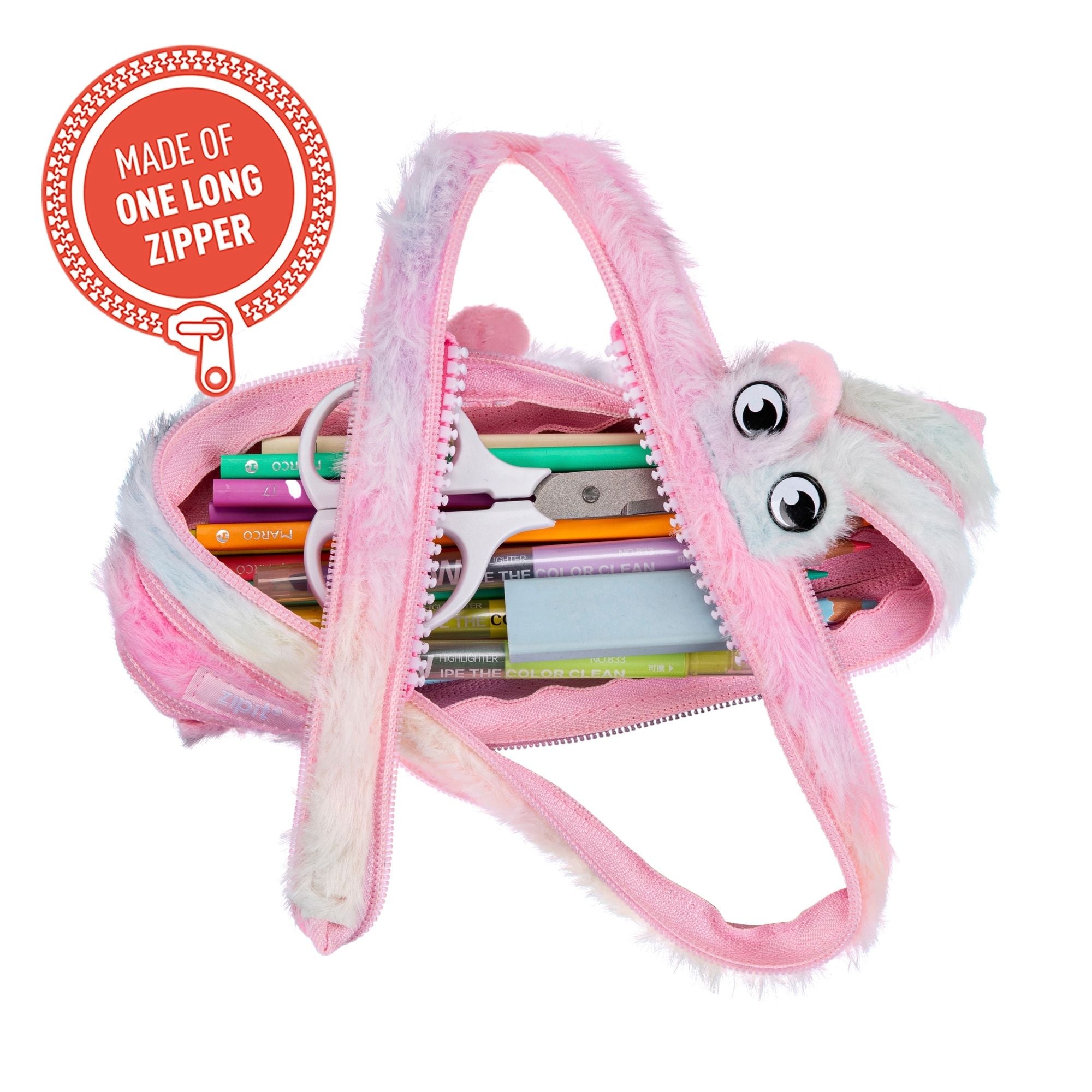 Estuche de Faber-Castell Furry Monster Rosado y Amarillo