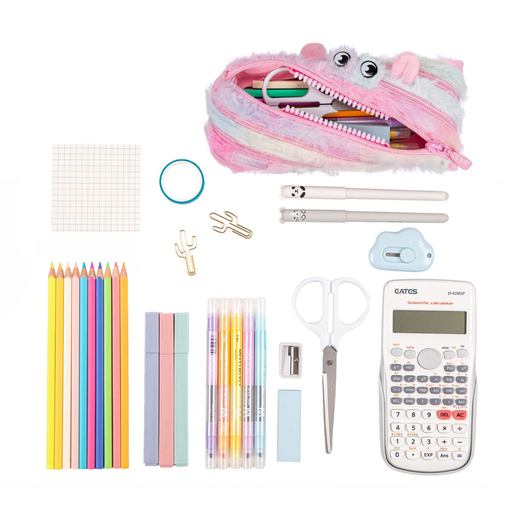 Estuche de Faber-Castell Furry Monster Rosado y Amarillo