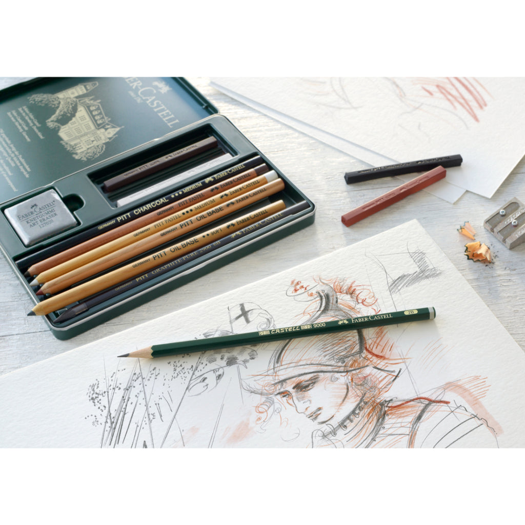 Juego Lápices Pitt Monochrome Est. Faber-Castell x12 und.