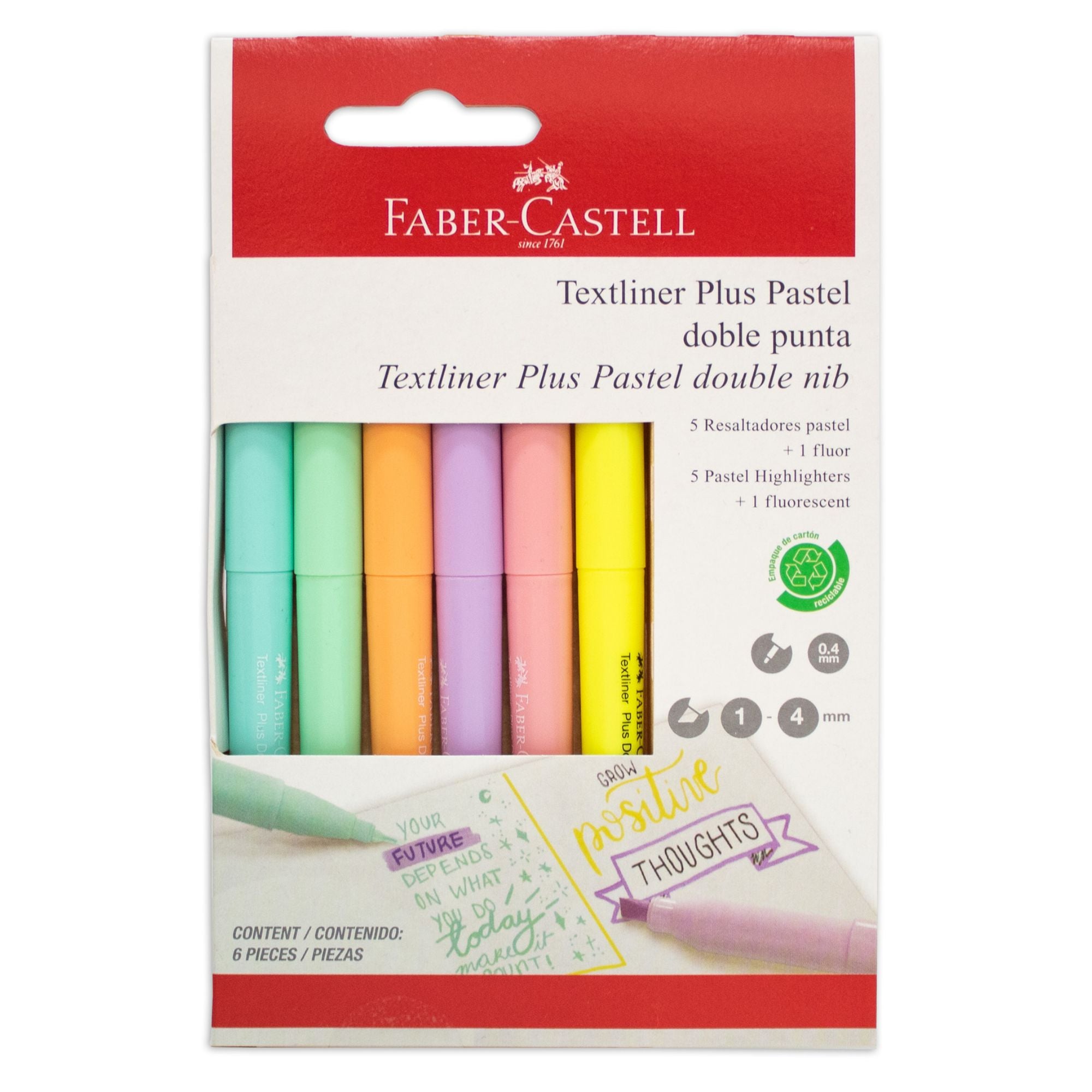 Destacador Textliner Plus Faber-Castell Doble Punta x6 uds.