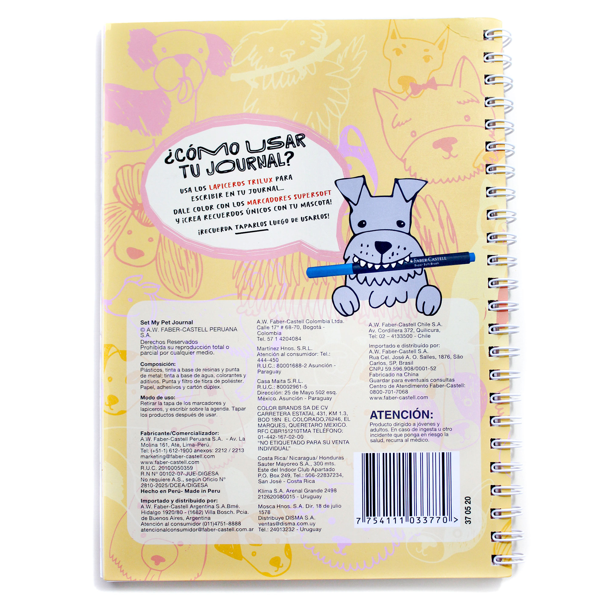 Set Diario Mascota Pet Journal Perro + lápices Faber Castell