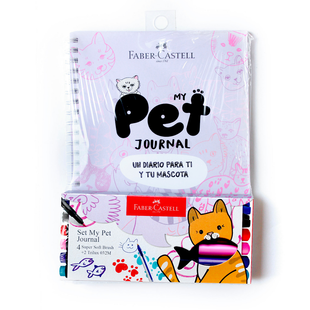 Set Diario Mascota Pet Journal Gato + lápices Faber Castell