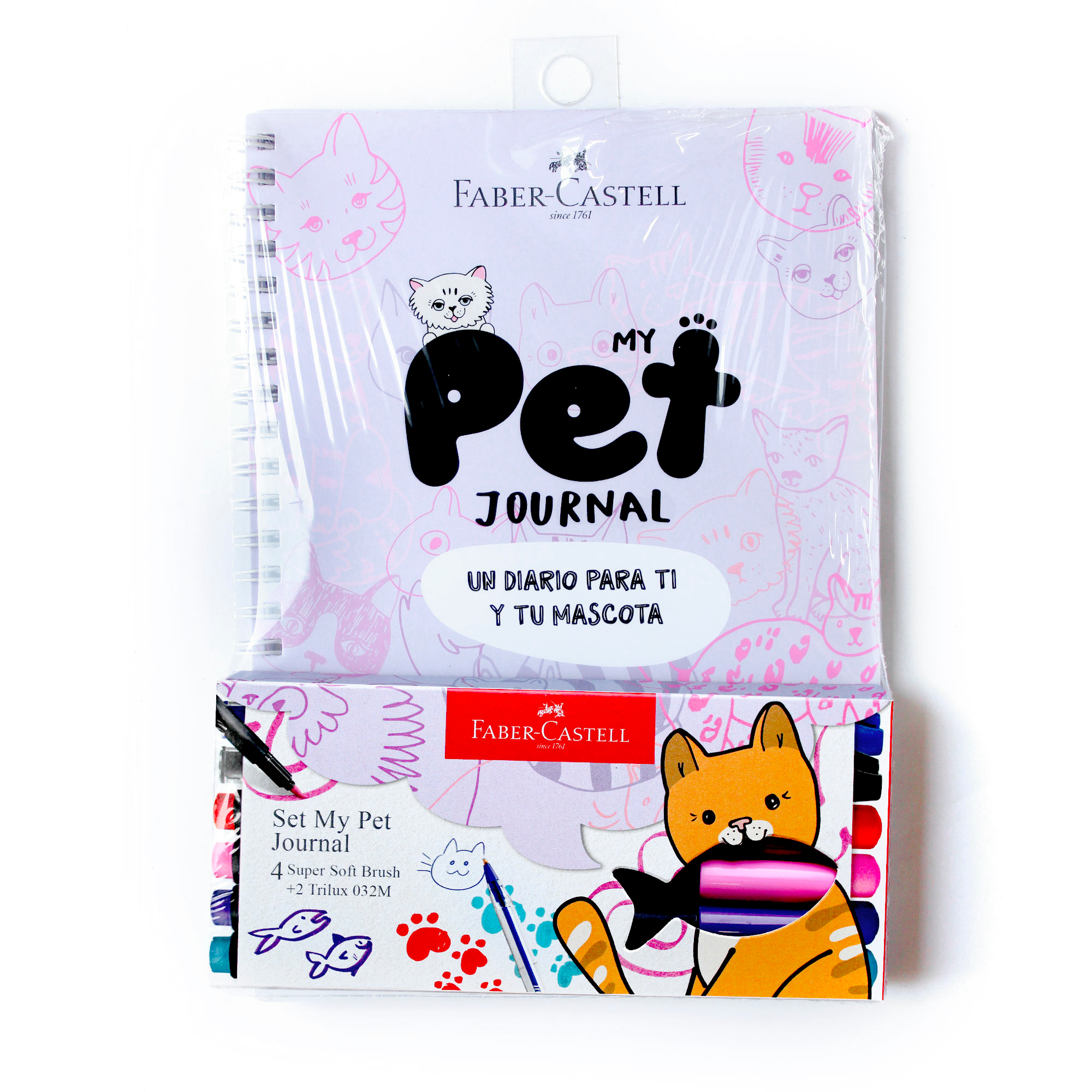 Set Diario Mascota Pet Journal Gato + lápices Faber Castell