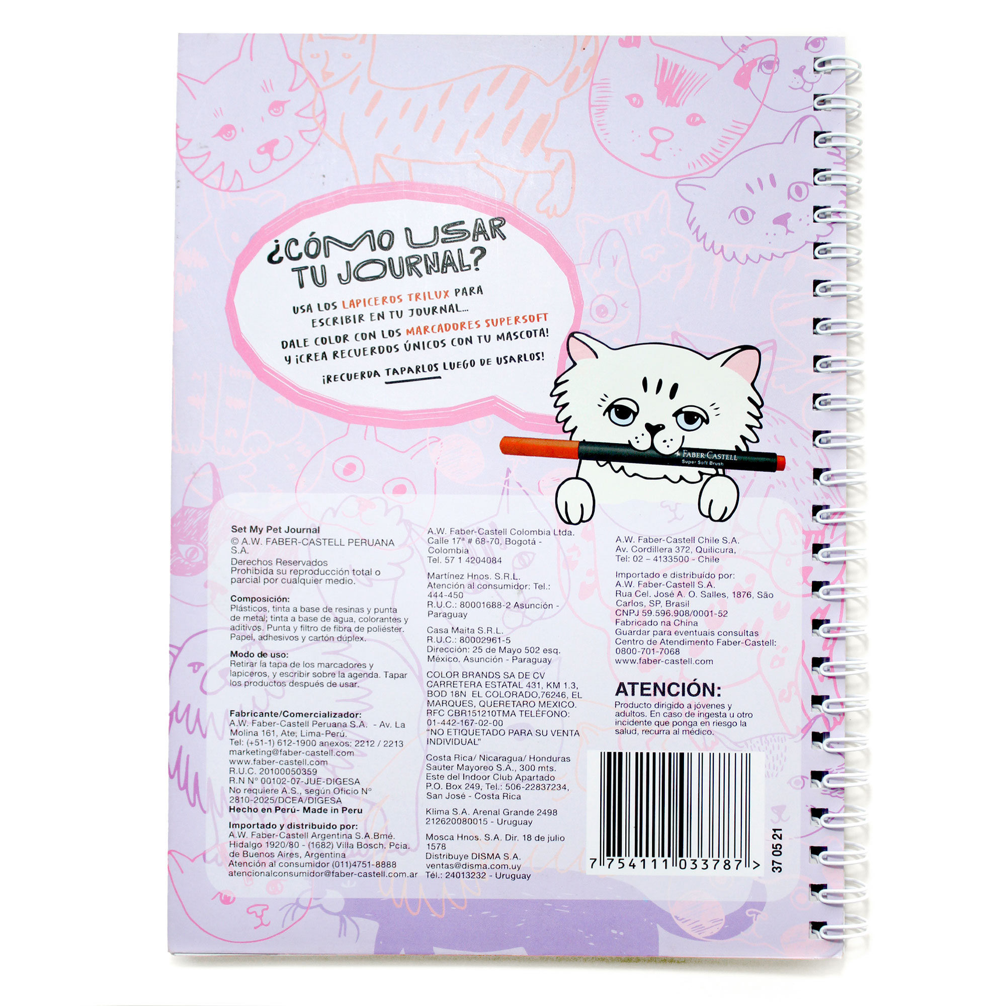 Set Diario Mascota Pet Journal Gato + lápices Faber Castell