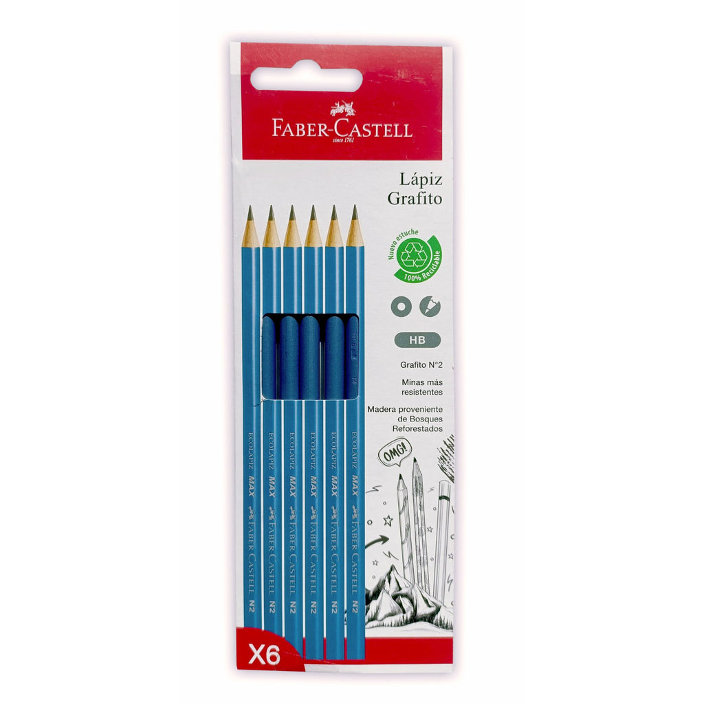 Lápiz grafito ECO HB Faber-Castell cuerpo azul X6 BC