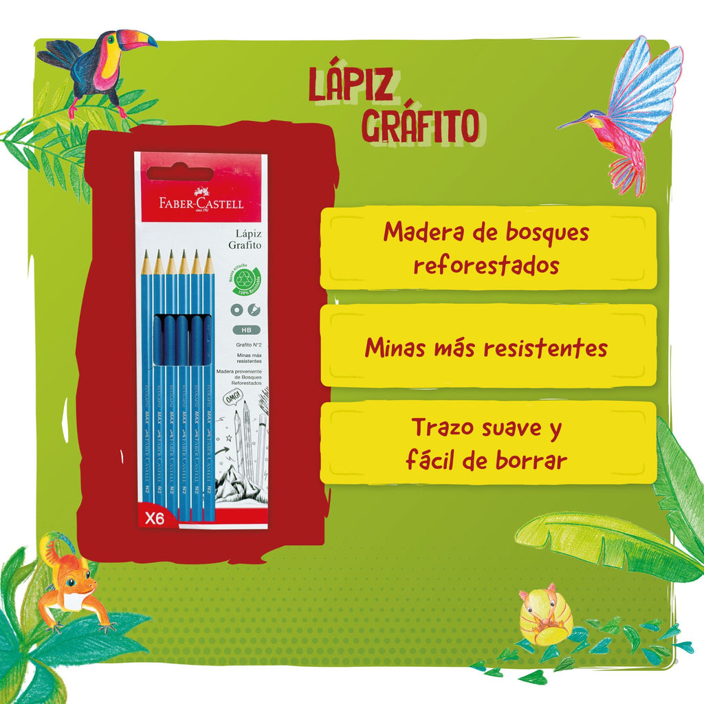 Lápiz grafito ECO HB Faber-Castell cuerpo azul X6 BC