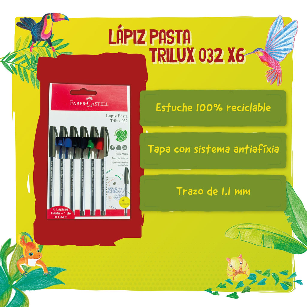 Bolígrafo Trilux Faber-Castell 032 M X6 + 1 BC