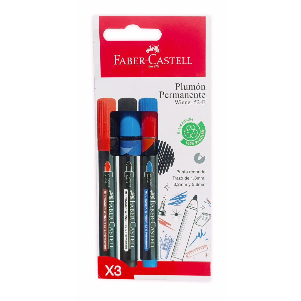 Marcador Permanente Winner Faber-Castell 52E redondo x3 BC