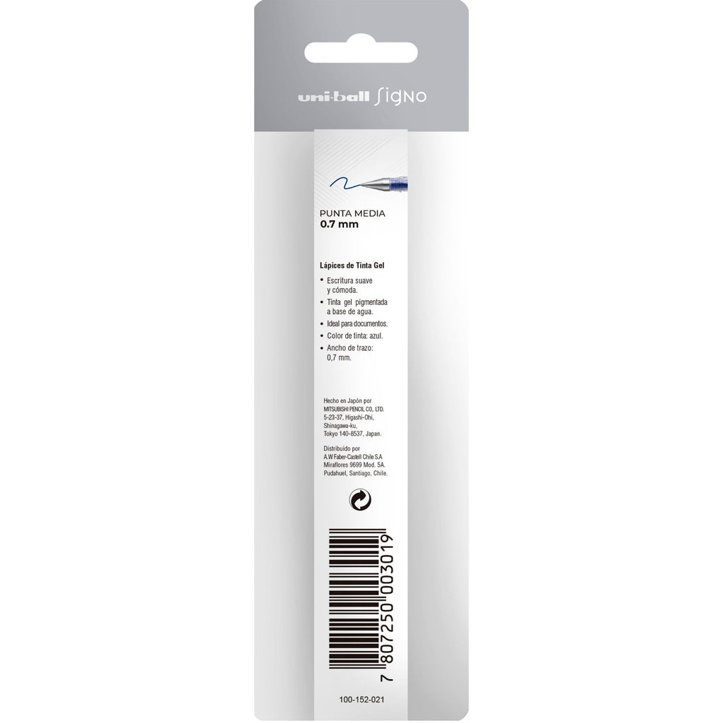 Lápices Gel Uniball Signo-100 0.7mm x2 azules
