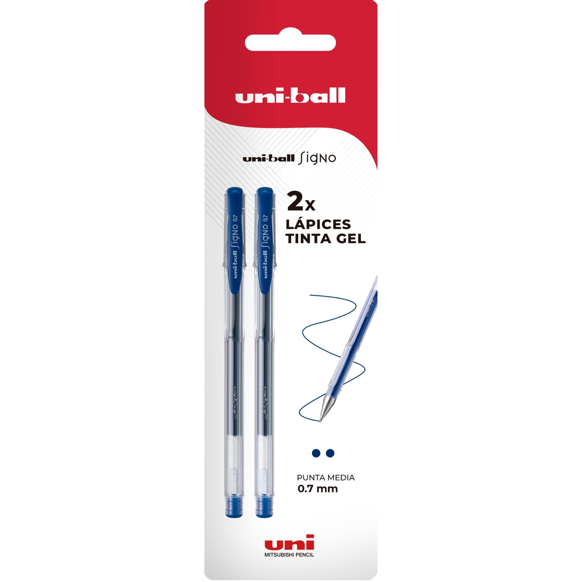 Lápices Gel Uniball Signo-100 0.7mm x2 azules