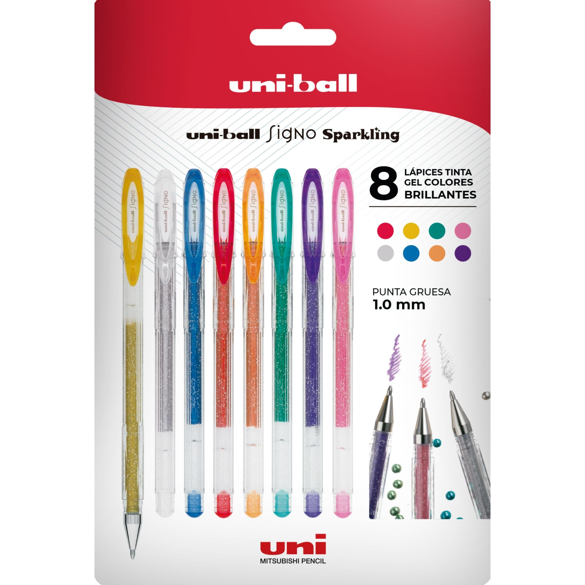 Lápices Gel Uniball Signo-120 x8 Colores Brillantes