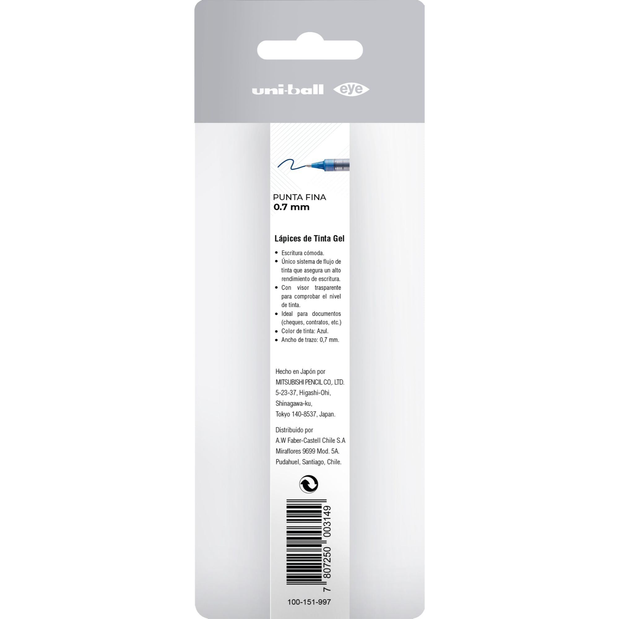 Lápices Gel Uniball Eye BC x2 uds. azules