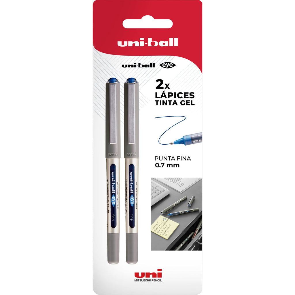 Lápices Gel Uniball Eye BC x2 uds. azules
