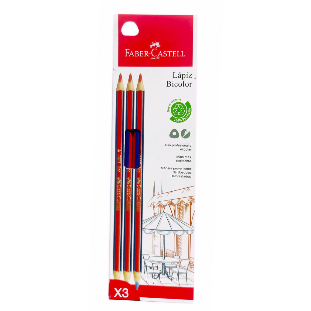 Ecolápiz Bicolor 737 tri azul/rojo Faber-Castell x3 BC