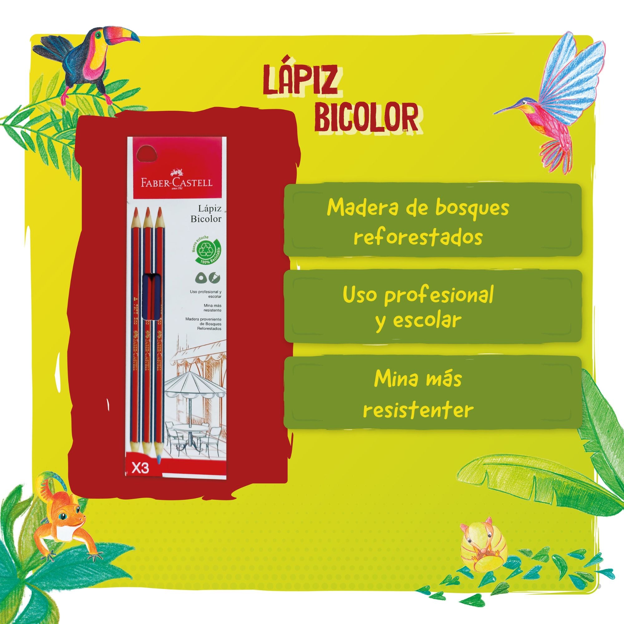 Ecolápiz Bicolor 737 tri azul/rojo Faber-Castell x3 BC