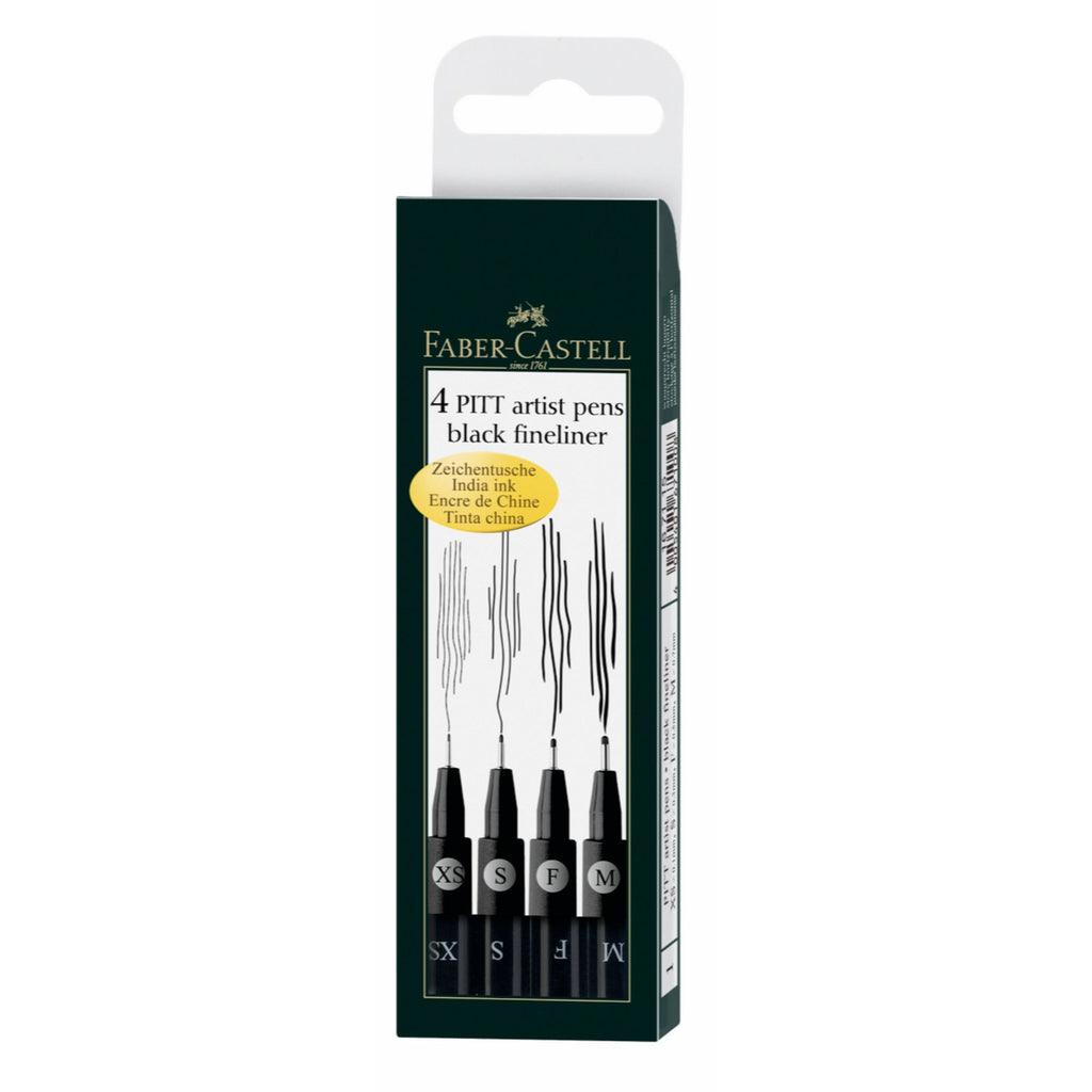 Marcador Pitt Artist Pen Negro Faber-Castell x4 uds.