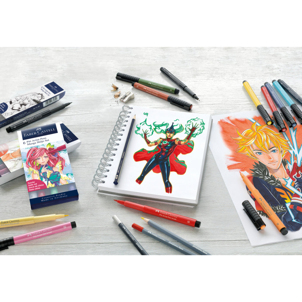 Marcador Pitt Artist Pen Manga Shônen Faber-Castell x6 uds.