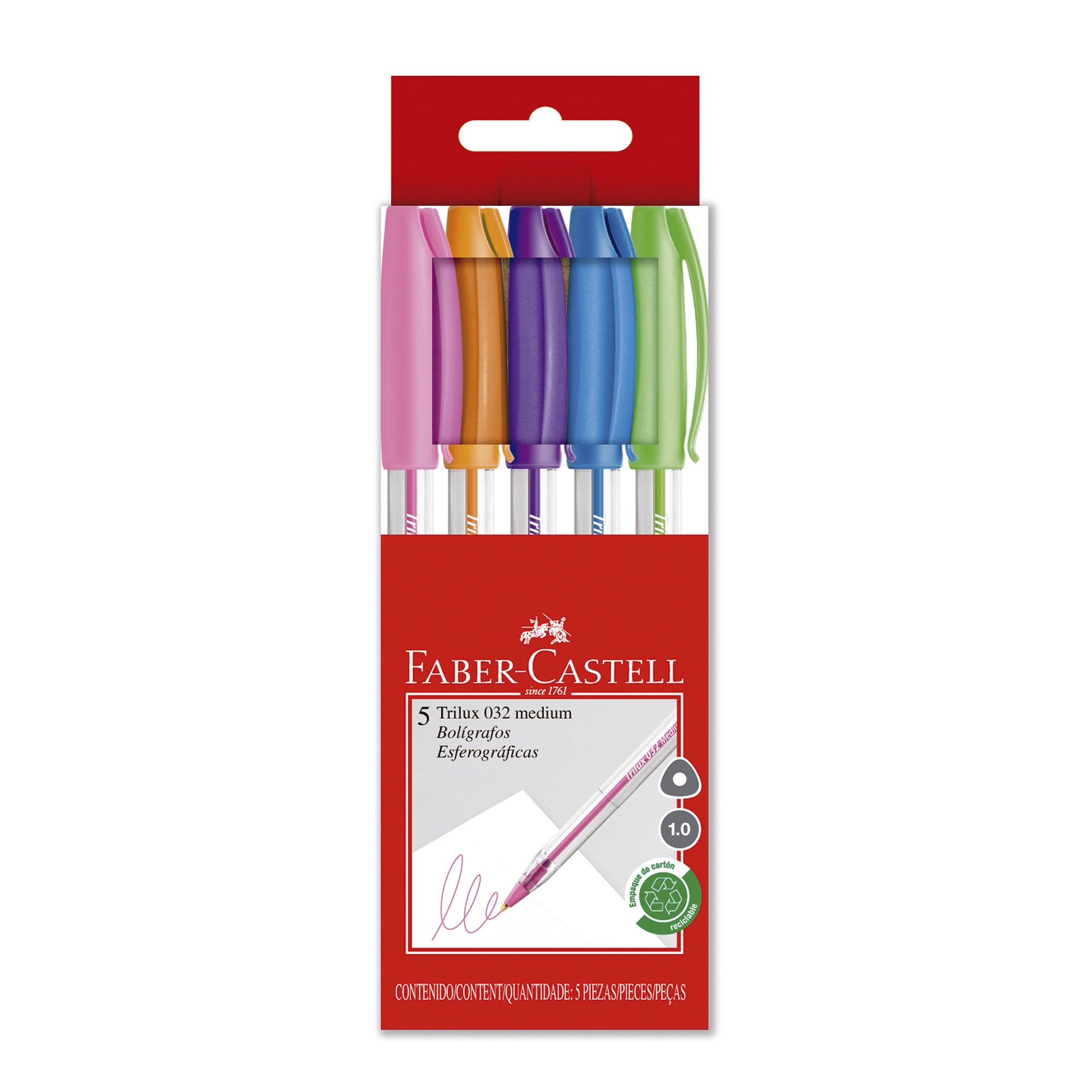 Bolígrafo Trilux 032 M Faber-Castell x5 Colores