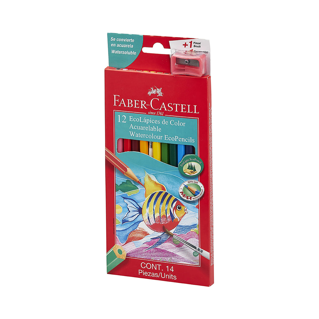 Lápices Acuarela Faber-Castell x12 + Sacapunta + Pincel