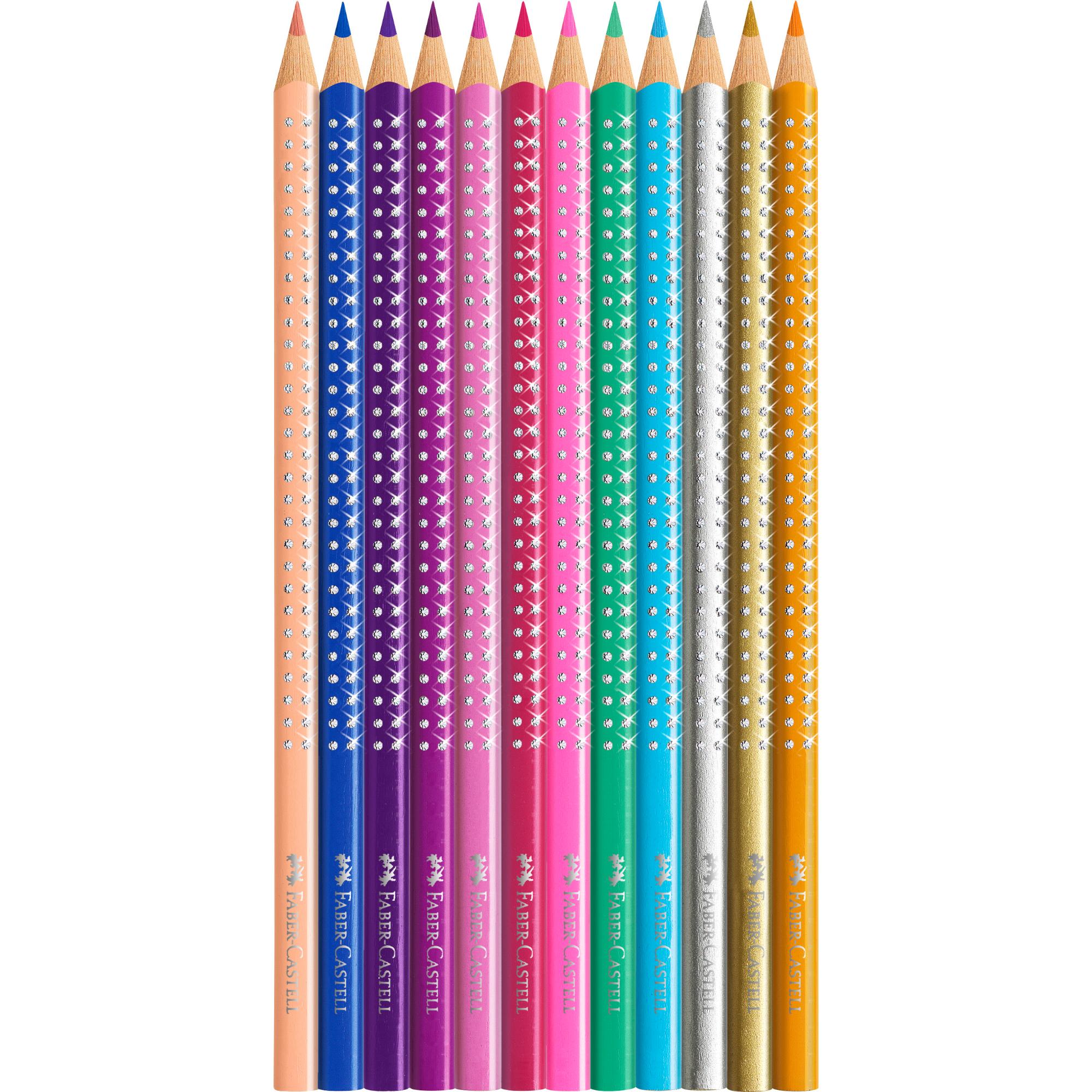12 Lápices De Colores Sparkle + Estuche Faber-Castell